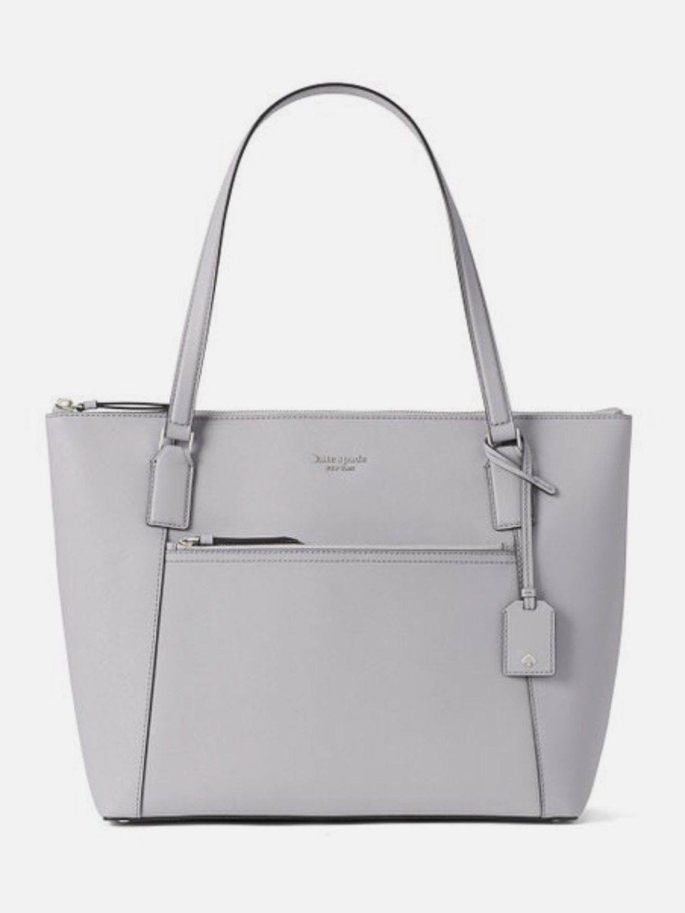 Kate Spade NY Cameron Leather Gray Shoulder Zip Top Tote Bag